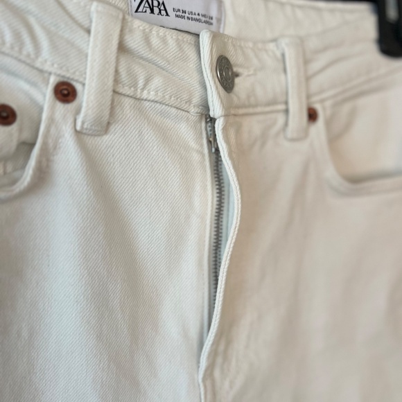 Zara High Rise Straight Leg Denim Off White Size 4 - Picture 3 of 6